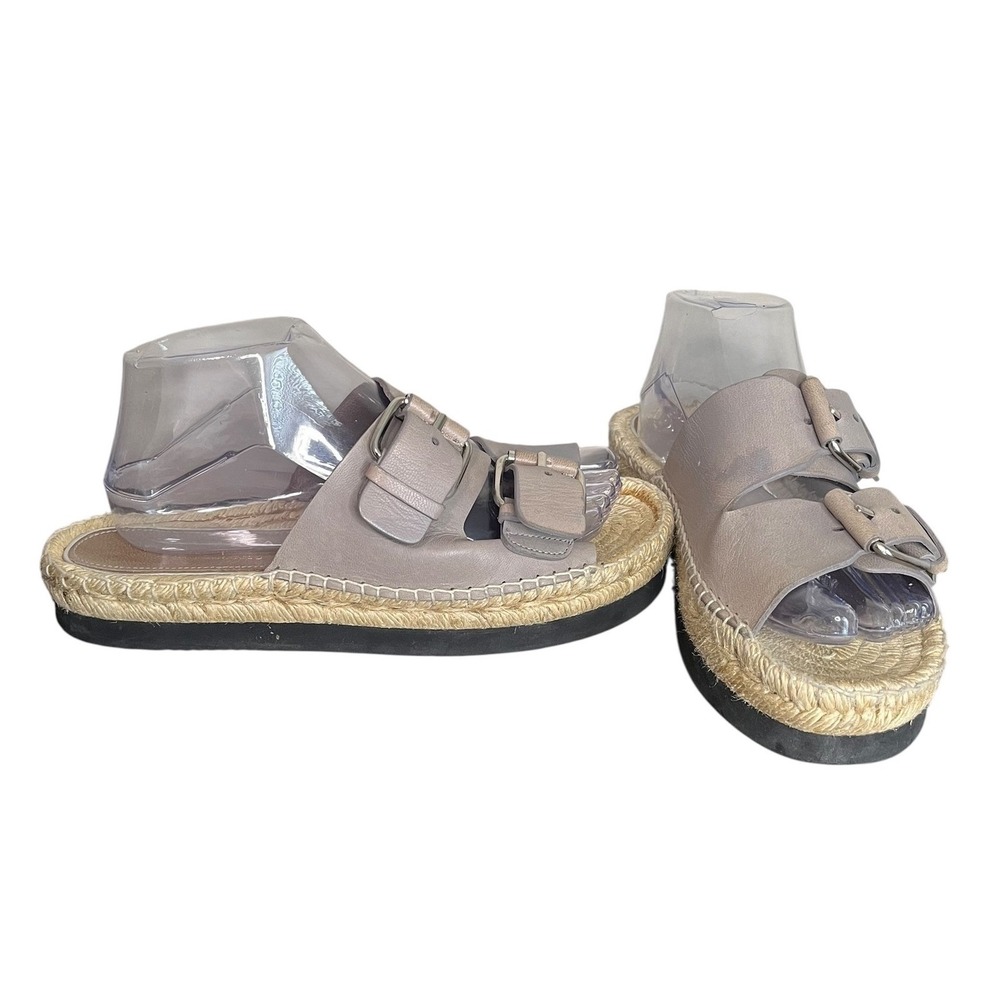 Palomitas Barcelo Espadrille Sandals‎ Leather Buckle Slides Made in Spain Sz 8.5